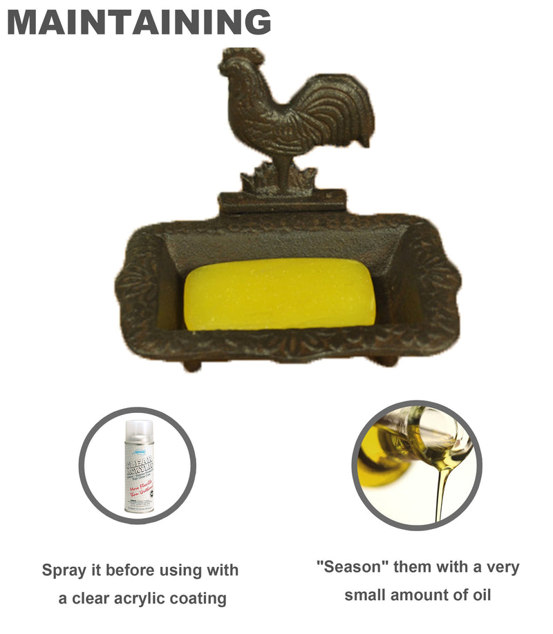 GWARE- Cast Iron Soap Dish- Antique Style- Sturdy And Durable-Rooster Decoration- For Bathroom | Powder Room | Kitchen 1 Pcs - NewNest Australia