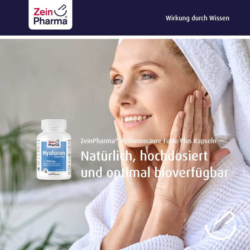 ZeinPharma Hyaluronic Acid Forte Plus capsules 800 mg, 500-700 kDa - 30 vegan capsules from natural fermentation - NewNest Australia
