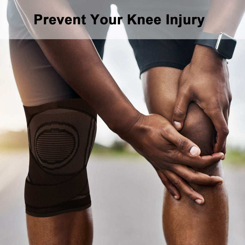 Knee Supports 2 Pack Knee Brace with Adjustable Strap Compression Knee Sleeves for Running Joint Pain Arthritis Meniscus Tear Cartilage Damage Tendonitis Quick Recovery Unisex Black Small - NewNest Australia