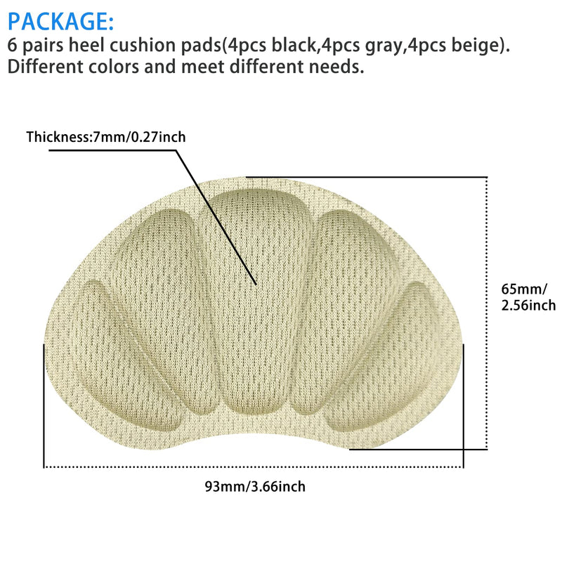 3 Pairs Of Heel Cushion Pads, Heel Protection, Heel Grips, Shoe Pads, Self-Adhesive Heel Grip Liner, For Reduction, Prevents Grinding Of Feet (Black, Grey, Beige) - NewNest Australia