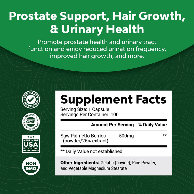 Saw Palmetto Capsules for Hair Loss - Saw Palmetto for Women and Men Hair Vitamins for Faster Hair Growth and Healthy Hair Supplement - Saw Palmetto Prostate Supplement for Prostate Health - NewNest Australia