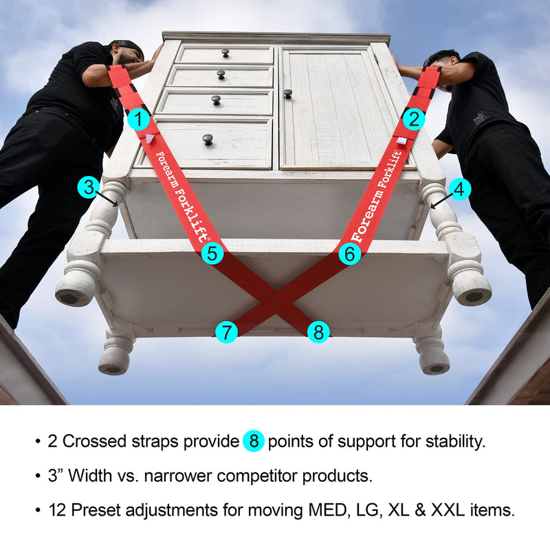 Forearm Forklift 2-Person Lifting and Moving Straps; Lift and Carry Furniture, Appliances, Mattresses or Items up to 800 lbs Like a Pro, Includes Movers Rubber Band, Firehouse Red, Special Edition - NewNest Australia