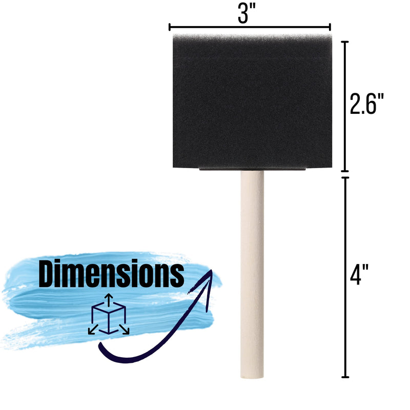 Bates- Foam Paint Brushes, 3 Inch, 12 pcs, Foam Brush, Sponge Brush, Sponge Brushes for Painting, Sponge Paint Brush, Foam Brushes for Staining, Paint Sponges, Sponge Paint Brushes for Painting. - NewNest Australia