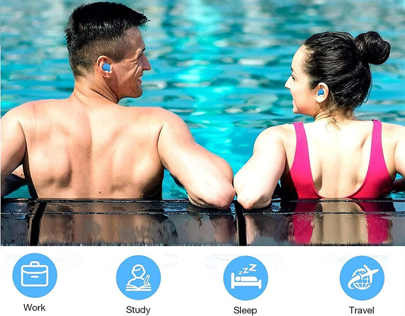 3 Pairs Silicone Earplugs Noise Cancelling Ear Plugs Soft Reusable Sleeping Ear Plugs , Great for Travel, Concerts,Work,Studying,EarPlugs for Sleeping, Shooting, Airplanes, Concerts, Mowing(Blue) - NewNest Australia