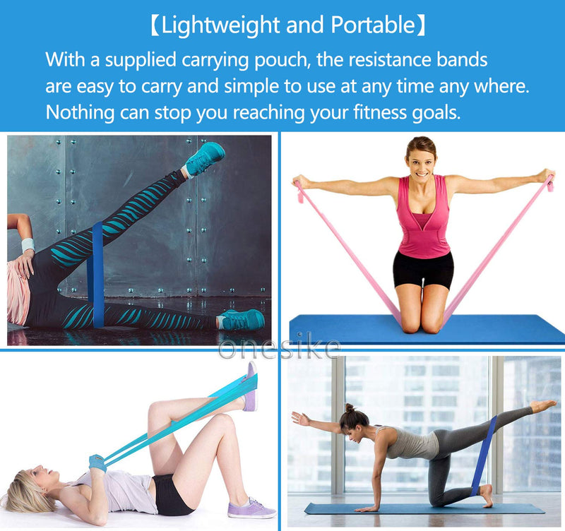 DIWUJI Set of 3 Exercise Resistance Bands,1.5M/4.9ft Skin-Friendly Long Elastic with Standard Resistance Levels for Physical Therapy Strength Training Yoga Fitness,Blue,Pink - NewNest Australia