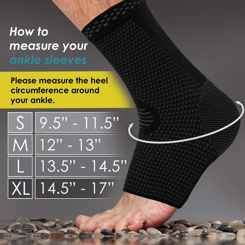 PowerLix Ankle Brace Compression Support Sleeve (Pair) for Injury Recovery, Joint Pain and More. Plantar Fasciitis Foot Socks with Arch Support, Eases Swelling, Heel Spurs, Achilles Tendon Black Small - NewNest Australia