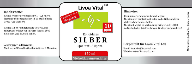 Colloidal silver 10ppm - 250ml silver water in top quality thanks to a special process and long manufacturing experience - with free spray spray bottle - highest possible purity level of 99.99% 250 ml (pack of 1) - NewNest Australia