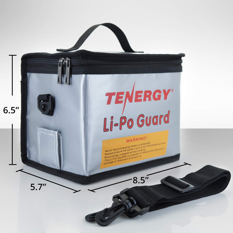 Tenergy Fireproof and Explosion-Proof Lipo Safe Zipper Bag, with Detachable Should Strap, Battery Bag for Safe Charging and Storage, 8.5 x 6.5 x 5.7inches - NewNest Australia
