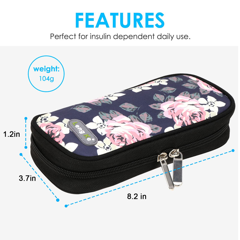YOUSHARES Insulin Cooler Bag Diabetic Bag, Insulin Pen Bag with 2 Nylon Ice Packs, Diabetic Bag for Diabetic Supplies, Keep Supplies Safe and Cool (Blossom) Red Flower on Black - NewNest Australia
