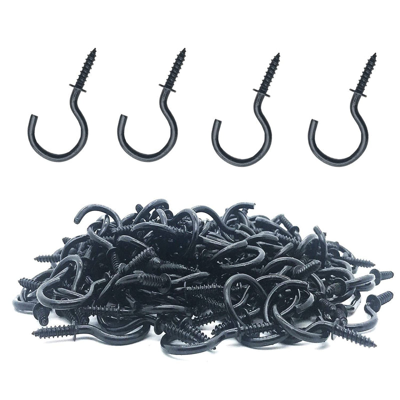 120 Pcs 1 Inch Screw-in Hooks Nickel Plated Metal Cup Hooks, Ceiling Hooks Black - NewNest Australia