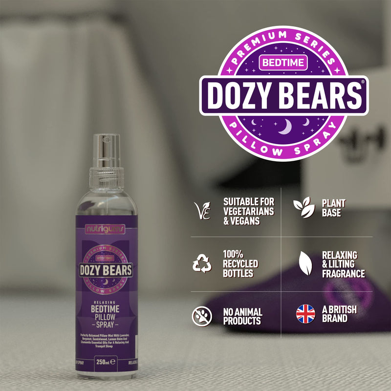 DOZYBEARS The Ultimate Bedtime Pillow Spray 250ml | Calming and Relaxing Pillow Mist with Soothing scents of Lavender, Lemon Balm, Chamomile, Sandalwood and Bergamot - NewNest Australia