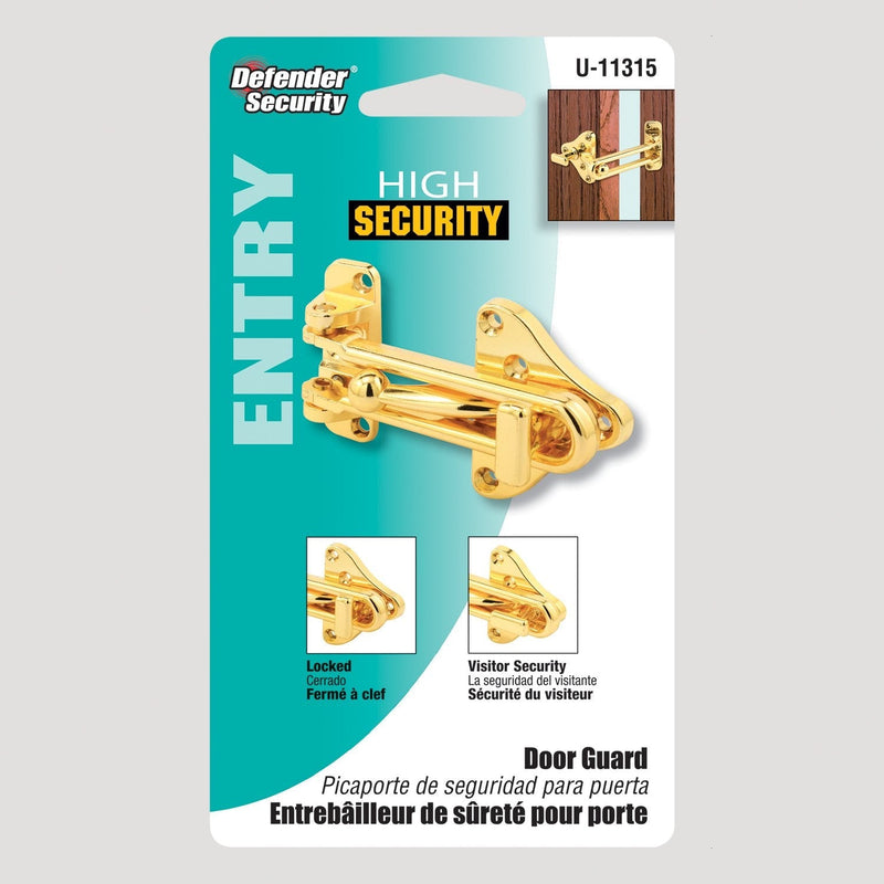 Defender Security U 11315 Swing Bar Door Guard With High Security Auxiliary Lock, Brass Finish, 1-Pack - NewNest Australia