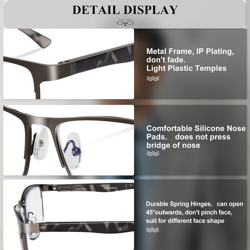 3 Pack Blue light Blocking Reading Glasses for Men, Stylish Metal Frame Readers 3 Pack Mix Color 1.0 x - NewNest Australia