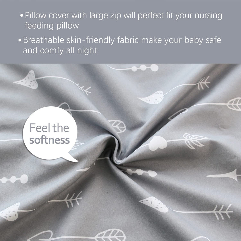 Nursing Pillow Cover for Boppy Pillow 2 Pack Safely with Zipper Cover Ultra Soft & Breathable Breastfeeding/Positioner Slipcover for Baby Boys/Girls Cloud & Arrow - NewNest Australia