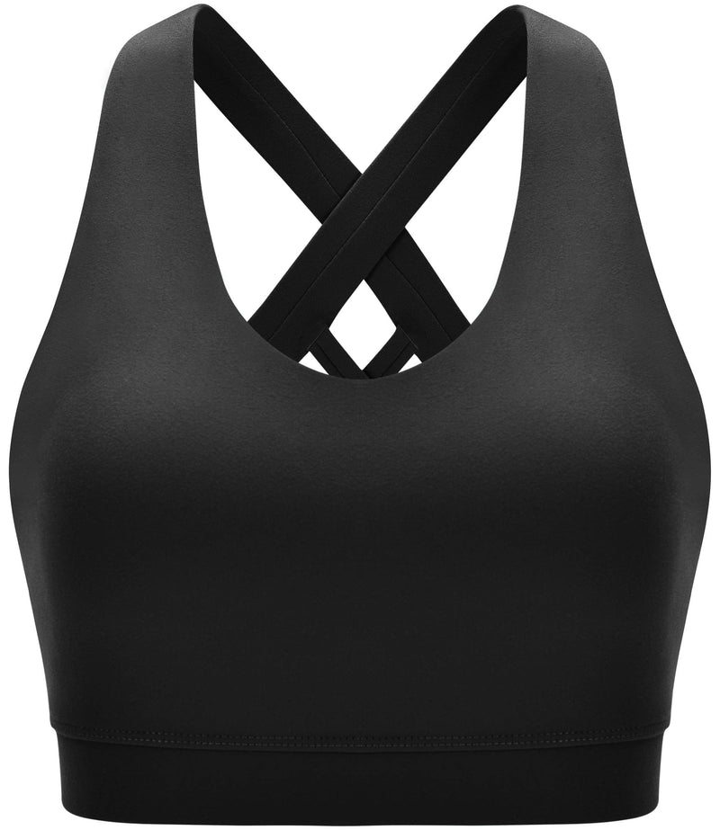 RUNNING GIRL Sports Bra for Women, Criss-Cross Back Padded Strappy Sports Bras Medium Support Yoga Bra with Removable Cups A-black Large - NewNest Australia