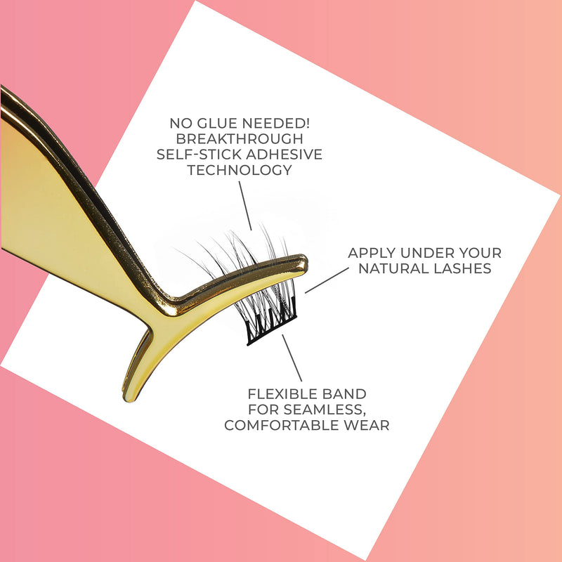 KISS imPRESS Press-On Falsies Eyelash Clusters Kit, Voluminous, Black, Fuss Free, Invisible Band, Natural, 24 Hours, No Damage, No Sticky Residue, Gorgeous, Flawless, Quick & Easy | 20 Clusters - NewNest Australia