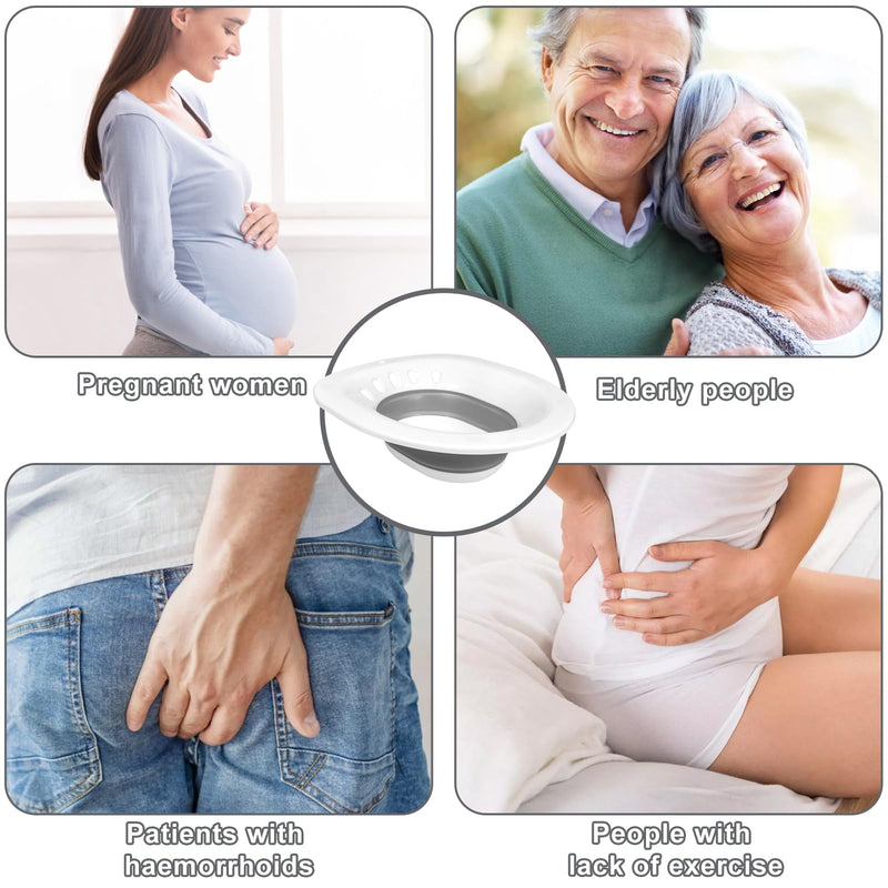 DEANIC Foldable Sitz Bath for Toilet Hemorrhoids Treatment and Post Partum Care, Yoni Steam Bath Seat for Pregnant Women, Bidet Bowl with 1 Towel, Grey Grey+white - NewNest Australia