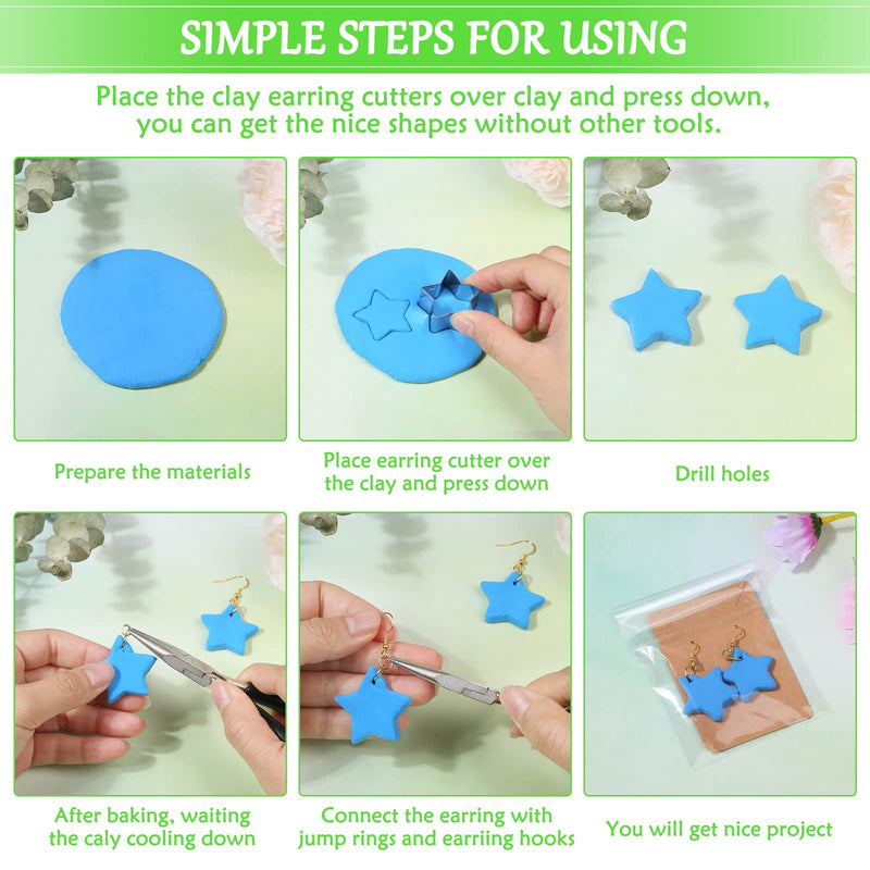 Polymer Clay Cutters Set, 27 Pcs 11 Shapes Clay Cutter Tools Kit Stainless Steel with Clay Molds Earring Hooks Holder Cards Bags Jump Rings Earring Backs for Polymer Clay Jewelry Making - NewNest Australia