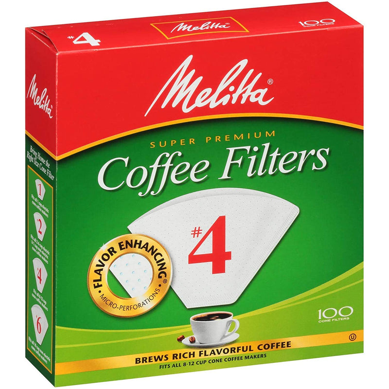 Melitta #4 Cone Coffee Filters, White, 100 Count - NewNest Australia