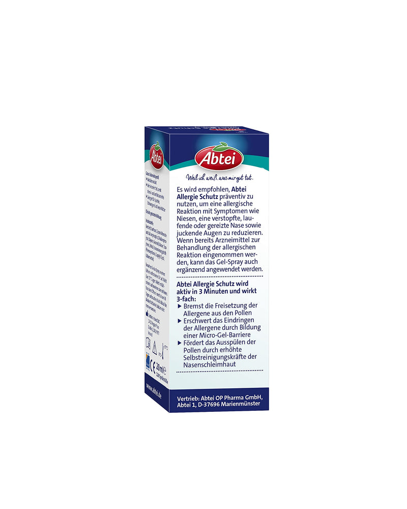 Abtei Allergy Protection Nasal Gel Spray - for hay fever, house dust mite and animal hair allergies - is not tiring - 1 bottle of 140 sprays - 20 ml 140 pieces (pack of 1) - NewNest Australia