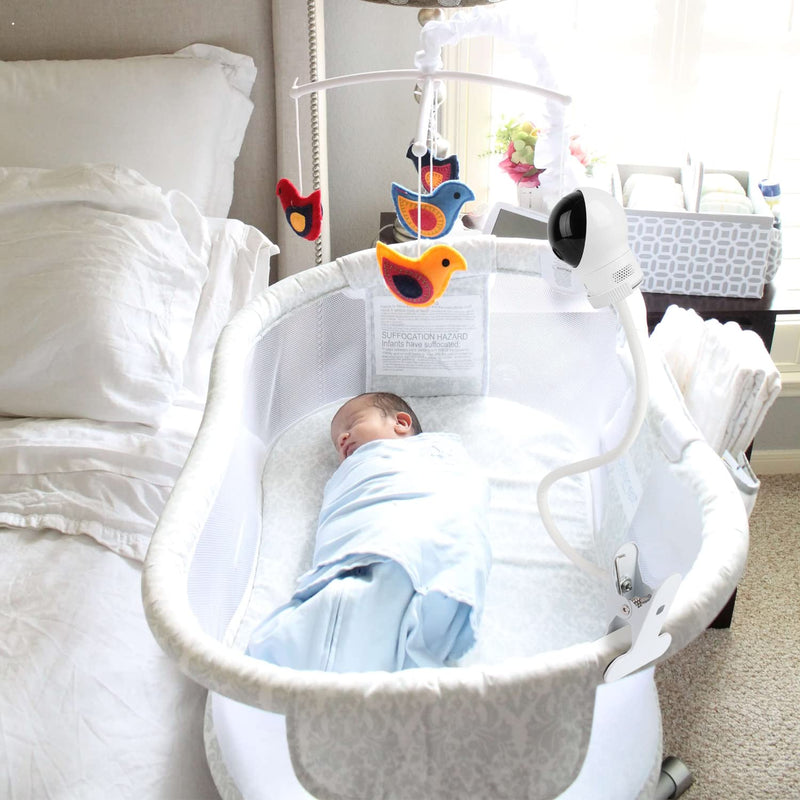 Clip Mount for Eufy Baby Monitor Camera, Flexible Gooseneck Baby Monitor Holder for Crib Without Tools or Wall Damage - White - NewNest Australia