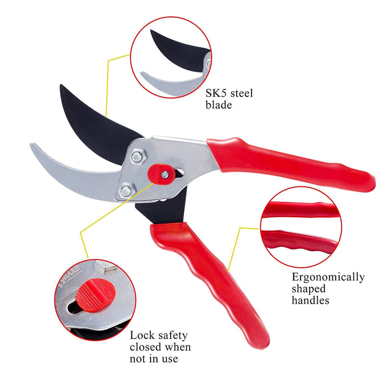 FLORA GUARD - 8.5Inch Traditional Bypass Pruning Shears - Professional Tree and Branch Garden Pruner - NewNest Australia