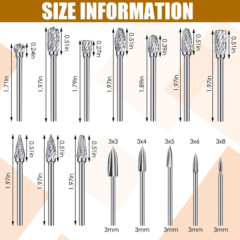 15 Pieces Wood Carving and Engraving Drill Bit Double Cut Carbide Rotary Burr Woodworking Drill Bits Set for DIY Woodworking, Drilling, Engraving, Polishing Supplies - NewNest Australia