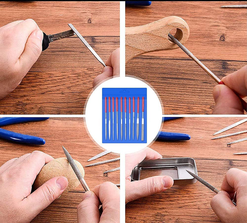 Bestgle 10Pcs 4mm x 160mm Mini Diamond Needle File Set for Carving Metal Ceramic Tile Glass Wood Fit Jewelers Hobby 4*160mm - NewNest Australia