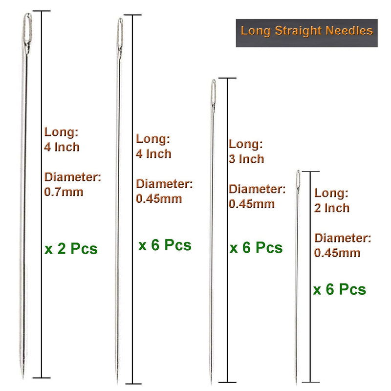 Y-Axis 26 Pcs Assorted Beading Needles Including 6 Pcs Big Eye Beading Needles + 20 Pcs Long Straight Beading Thread Needles with Needle Bottle - NewNest Australia