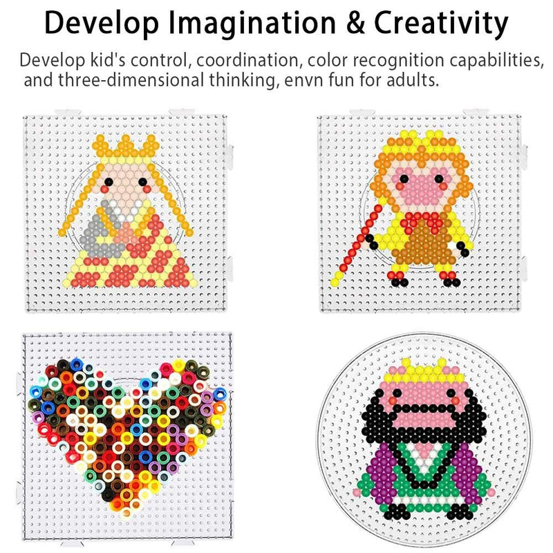 Fuse Bead Boards, 6Pcs 5mm Large Square Clear Plastic Beads Pegboards with 2Pcs Beads Tweezers and 6Pcs Lroning Paper for Kids Craft Beads - NewNest Australia