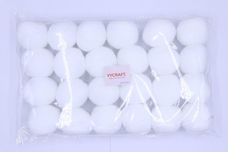 YYCRAFT 25pcs Jumbo Craft Pom Pom,2 Inch Pom Pom Balls for DIY Creative Crafts Decorations,Indoor Fight(White) 2" - NewNest Australia