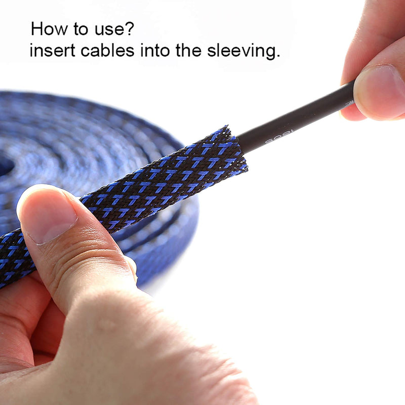 100ft - 1/4 inch PET Expandable Braided Sleeving – Blackblue – Alex Tech braided cable sleeve 1/4"-100ft - NewNest Australia