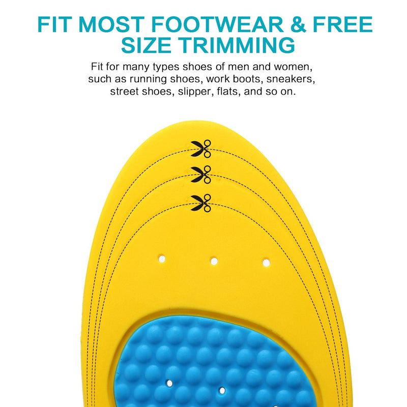 MOISO Memory Foam Orthotic Insoles for Plantar Fasciitis with Arch Support Shock Absorption Metatarsal Pad Stoma Design for Men & Women 8-10.5 UK Women / 7.5-10 UK Men Yellow - NewNest Australia
