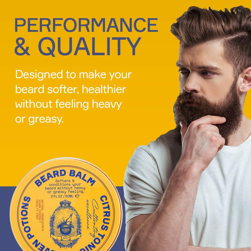 Seven Potions Beard Balm for Men — Conditioning Beard Softener to Nourish Skin, Facial Hair, and Stop Beard Itch — All-Natural, Vegan, Cruelty Free — Citrus Tonic (60ml) - NewNest Australia