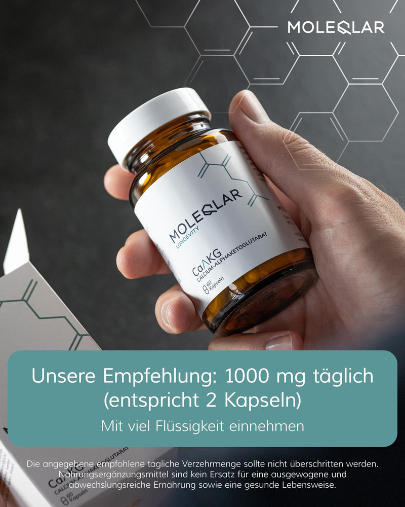 MoleQlar CaAKG (calcium alphaketoglutarate) 60 capsules - dietary supplement with calcium & alphaketoglutarate - 1000mg calcium AKG per capsule - NewNest Australia