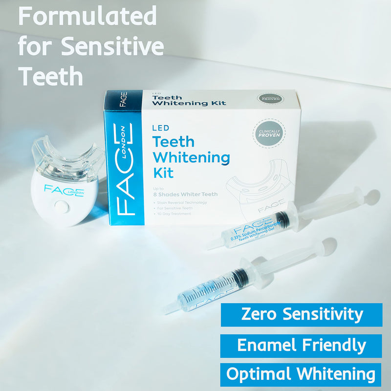 Face London - Teeth Whitening Kit - Pack of 2 - LED Light Tooth Whitening Kit - Teeth Whitening Gel - Teeth Whitener Teeth Bleaching kit - Teeth Whitener Gels for White Teeth - NewNest Australia