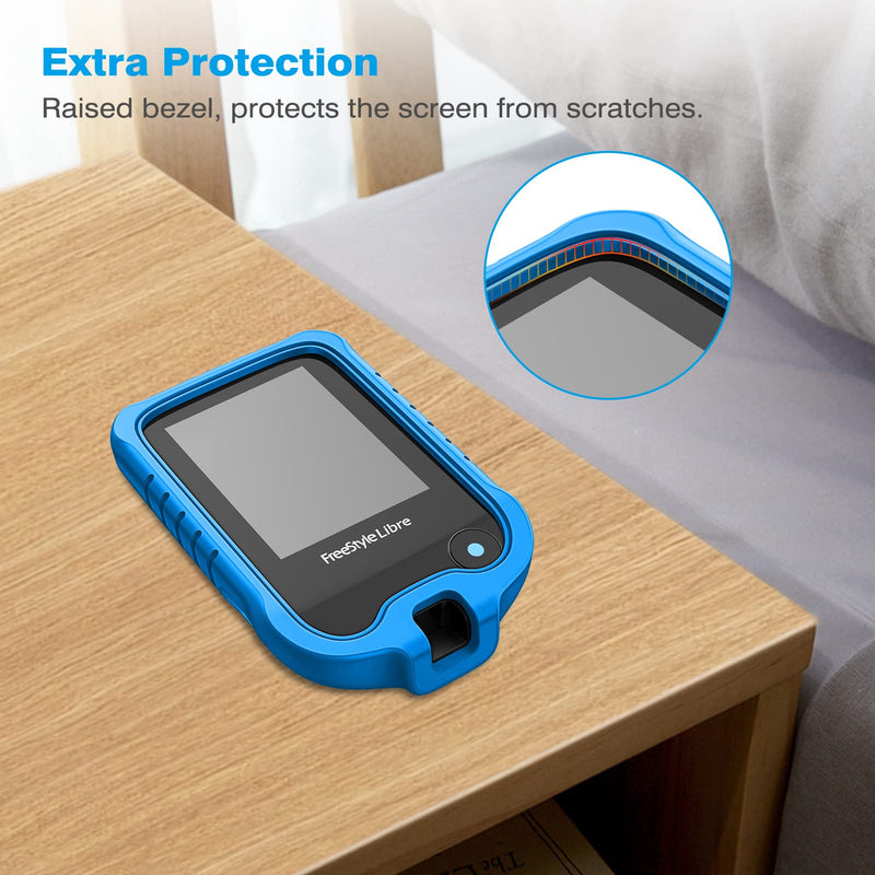 MEDMAX Silicone Case for Freestyle Libre 3 2 / Libre Reader, Lightweight Shockproof Anti Slip Protective Cover Soft Gel Skin with Raised Bezel for Freestyle Libre 3 2 & Libre, (Blue) Blue - NewNest Australia