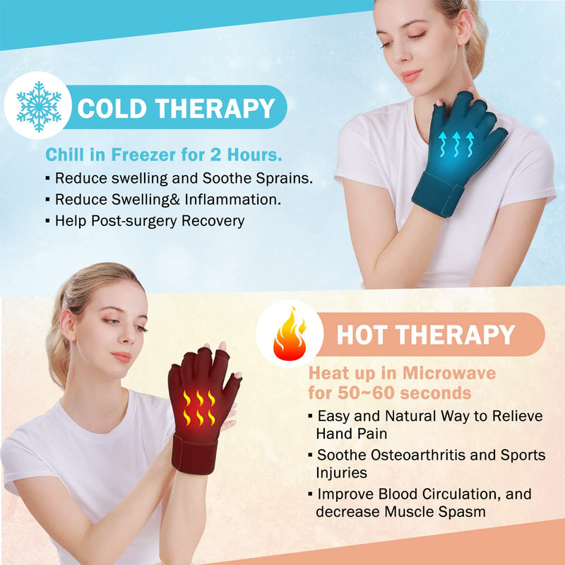 Tolaccea Finger Arthritis Compression Ice Glove for Pain Relief, Adjustable Wrist Strap Hand Wrist Ice Pack for Hot & Cold Therapy, Reusable Gel Cold Pack for Tendinitis, Carpal Tunnel (M) M - NewNest Australia