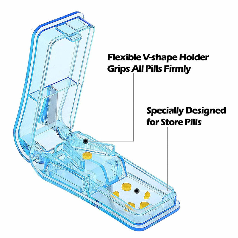 2Pcs Pill Cutter Pill Tablets Cutters Pill Splitter 2-in-1Pill Splitter Portable Large Pills Tablets with Blade and Pill Storage Compartment for Small or Large Pills Cut in Half Quarter - NewNest Australia