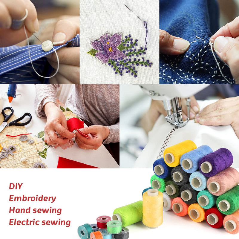 Blibly 72Pcs Bobbins Sewing Thread Kits, 500 Yards Per Polyester Thread Spools with Needle, Threader, Scissors and Ruler, Prewound Bobbin with Case for Hand & Sewing Machine,36 Colors - NewNest Australia