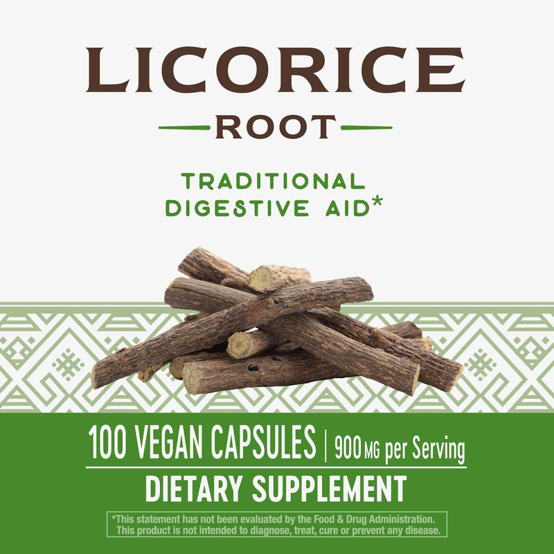 Nature's Way Licorice Root Capsules, 900 mg per serving, Premium Supplement, 100 Vegan Capsules - NewNest Australia