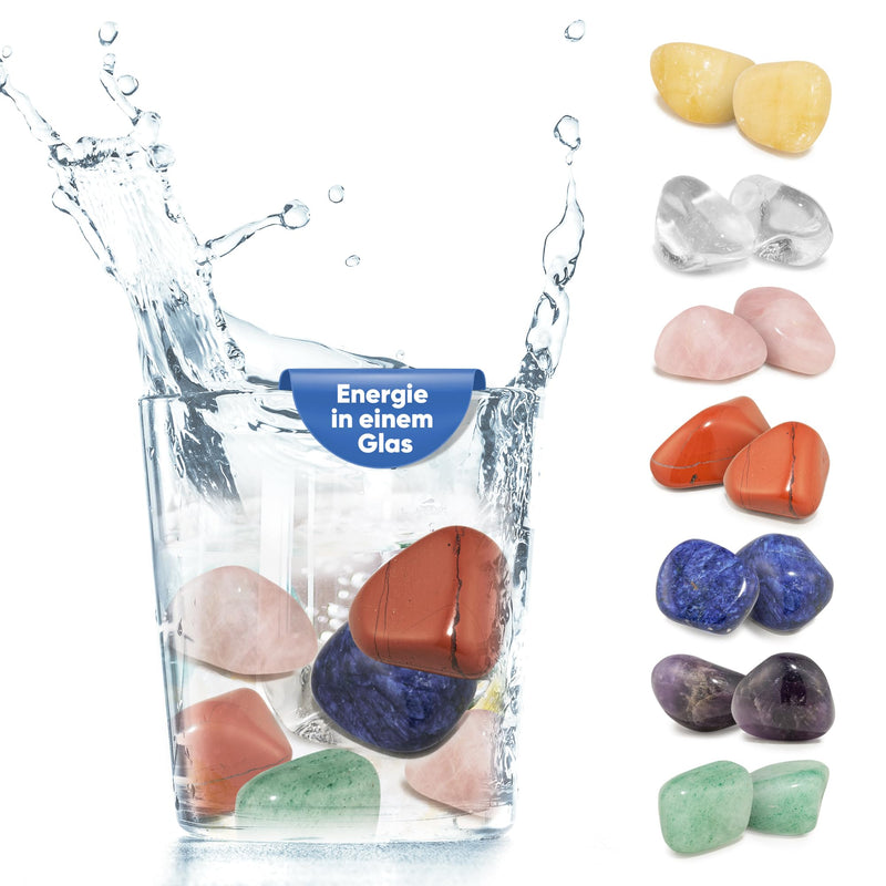 PURAJA Large waterstone mixture | 100% natural tumbled stones | Healing stone set with the 7 most popular chakra stones | 300g gemstones | Premium water stones for water treatment 300 g (pack of 1) - NewNest Australia
