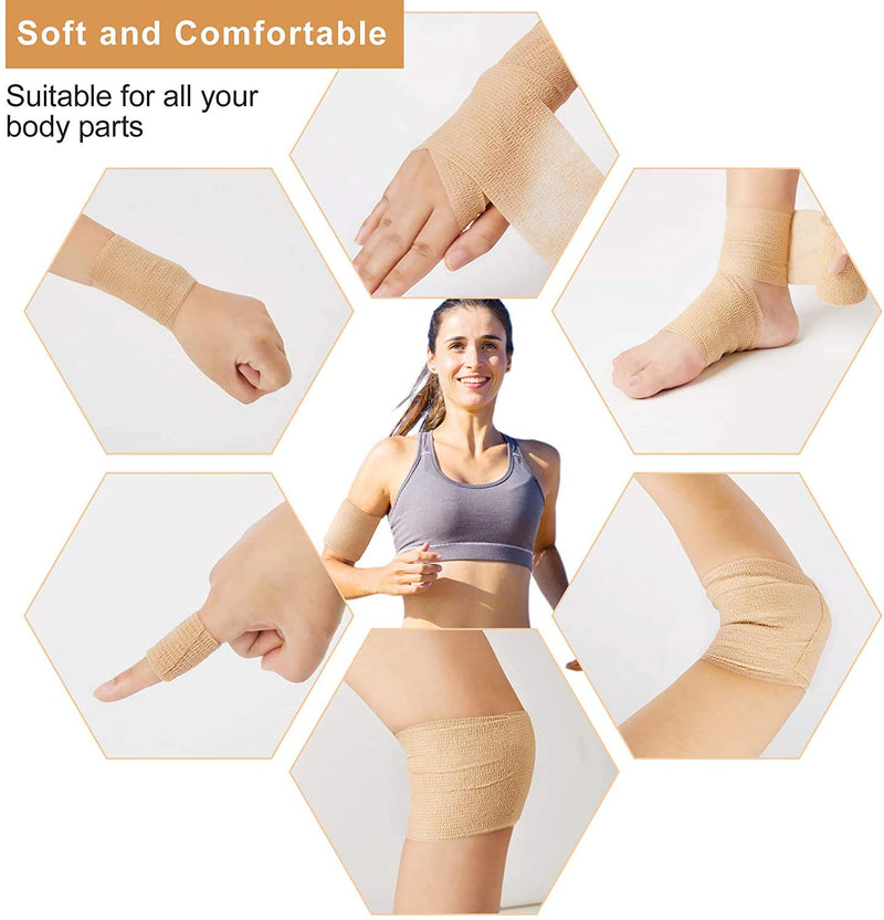 Self-Adhesive Cohesive Bandage 12 Self-Adhesive Bandage 5 Cm X 4.5 M Cohesive Tape Bandage Bandage Bandage Wrap Medical Adhesive Bandage For Pets First Aid Sports And Tattoo Grip Accessories (Black) - NewNest Australia