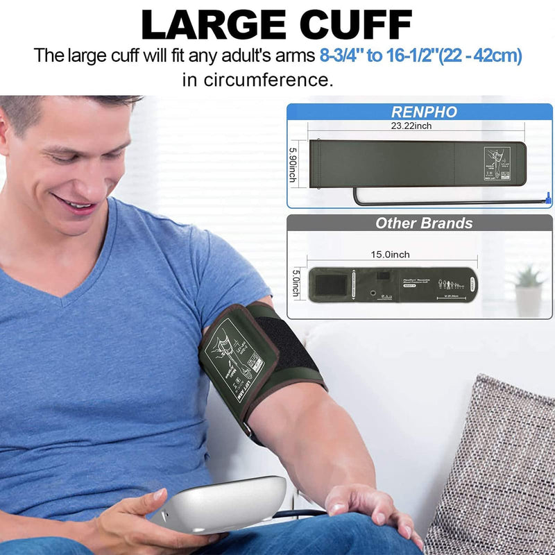 RENPHO Blood Pressure Machines for Home Use, Upper Arm Blood Pressure Monitor with Quick Accurate Readings, Irregular Heartbeat Detect, 22-42 cm Large Cuff BP Machine with A Case, 2 * 120 Memories Normal - NewNest Australia