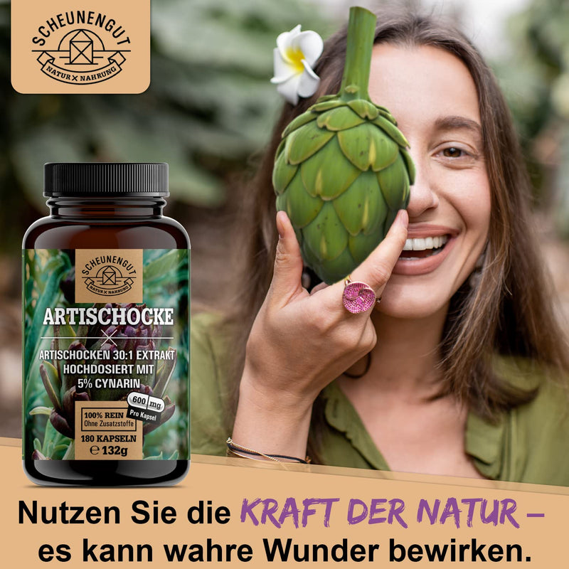 Artichoke Extract - 2400 Mg Daily Dose With 5% Cynarin - Important: 30:1 Extract (= 72000 Mg Artichoke Per Dose) I 180 Artichoke Capsules High Dosage I Laboratory Tested & Vegan I From De I Scheunengut - NewNest Australia