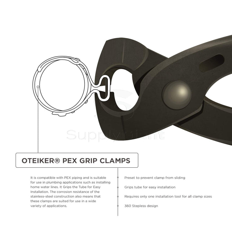 Supply Giant PUDS0100 1 Inch Oetiker Stainless Steel Crimp Rings, 360 Deg Stepless, Narrow Band, One Clamp Sizes, Grip Tool, Lightweight Design, Economical & Easy Install - NewNest Australia