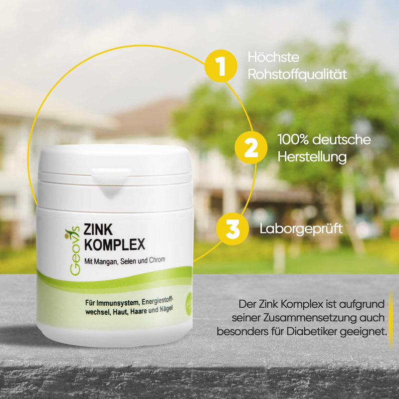 Geovis Zinc Complex ‚ High Dose ‚ 90 Tablets With 10 Mg Zinc + Manganese, Selenium And Chromium ‚ Minerals And Trace Elements ‚ Metabolism And Immune System ‚ Vegan ‚ Dietary Supplement - NewNest Australia