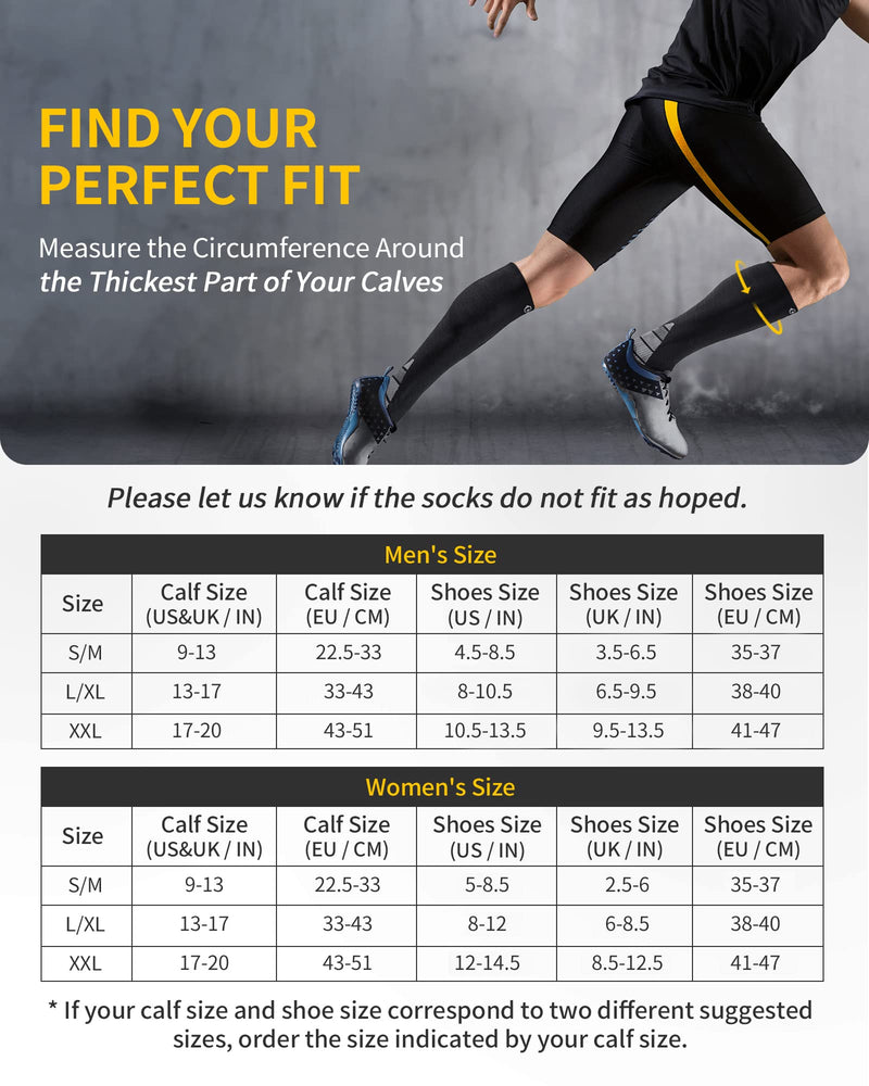 CAMBIVO compression stockings for men and women, 2 pairs, compression socks, support stockings for running, sports, flights, travel, cycling, L-XL, black - NewNest Australia