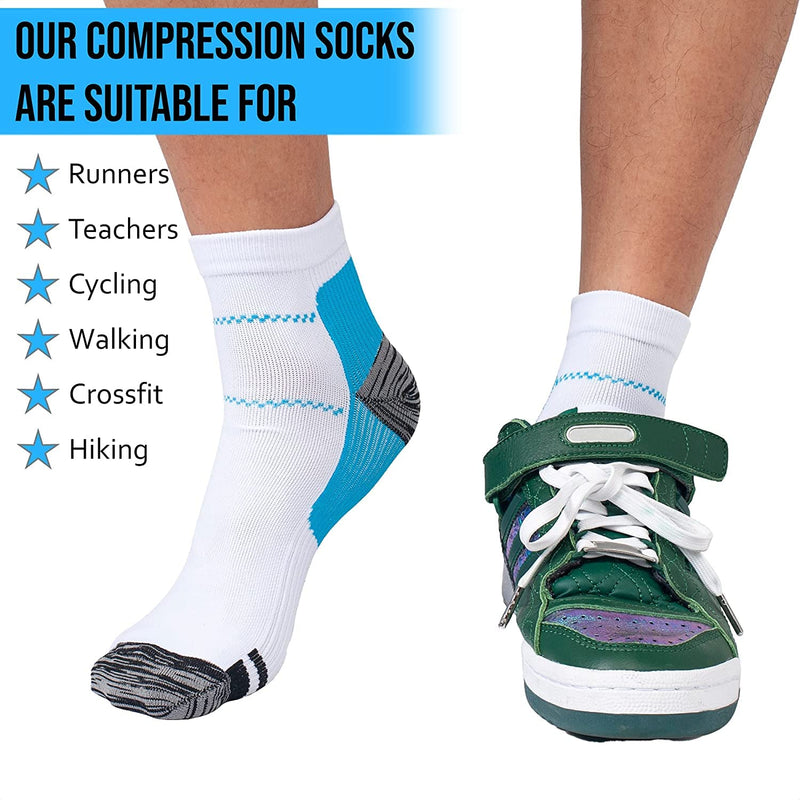 Compression Socks for Men & Women(7 Pairs)Plantar Fasciitis Socks for Pain Relief, Ankle Support & Foot Health Reduces Swelling & Heel Spur Pain, Recovery L-XL MIX - NewNest Australia