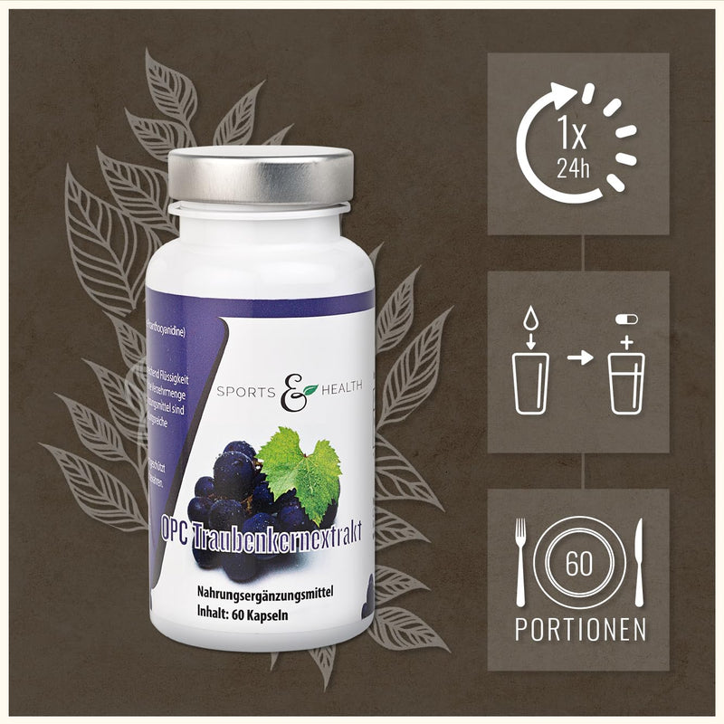 OPC capsules very high dosage with certificate with 500 mg grape seed extract and 350 mg pure OPC Pro vegan capsule as a 2 month supply 60 pieces (pack of 1) - NewNest Australia